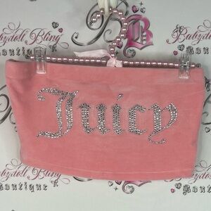 Juicy Couture tube top strapless baby light Pink Rhinestone Logo silver bling